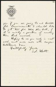 Holt, Edwin B. (Edwin Bissell), 1873-1946 Autograph Letter Signed To ...