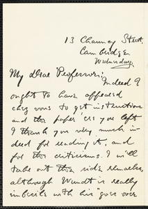 Holt, Edwin B. (Edwin Bissell), 1873-1946 autograph letter signed to Hugo Münsterberg, Cambridge, Mass.