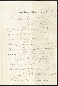 Homans, John, 1836-1903 autograph letter signed to Hugo Münsterberg, Boston, 28 February 1894