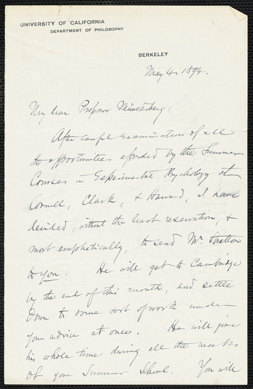 Howison, George Holmes, 1834-1917 autograph letter signed to Hugo ...