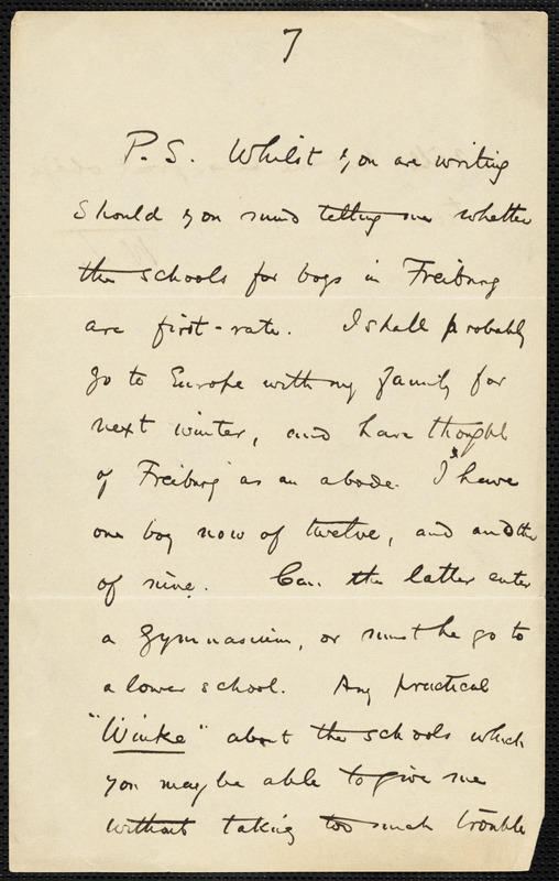 James, William, 1842-1910 fragment (postscript) of autograph letter ...