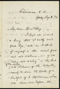 James, William, 1842-1910 autograph letter signed to Hugo Münsterberg, Chocorua, N.H., 2 August 1894
