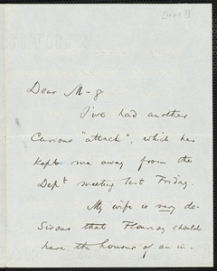James, William, 1842-1910 autograph letter signed to Hugo Münsterberg, [Cambridge, Mass.], 3 April [1904?]