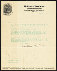 James, William, 1842-1910 autograph letter signed to Hugo Münsterberg, Chocorua, N.H., [June 1906]