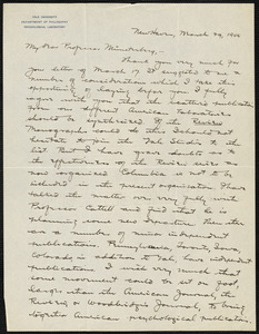 Judd, Charles Hubbard, 1873-1946 autograph letter signed to Hugo Münsterberg, New Haven, Conn., 29 March 1904