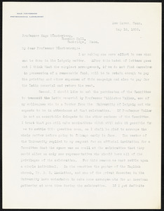 Judd, Charles Hubbard, 1873-1946 typed letter signed to Hugo Münsterberg, New Haven, Conn., 18 May 1909