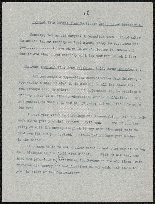 Judd, Charles Hubbard, 1873-1946 typed extracts from two letters, 5 ...