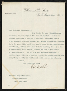 Kahn, Otto Hermann, 1867-1934 typed letter signed to Hugo Münsterberg, New York, 22 March 1909