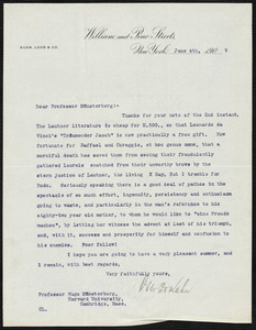 Kahn, Otto Hermann, 1867-1934 typed letter signed to Hugo Münsterberg, New York, 4 June 1909