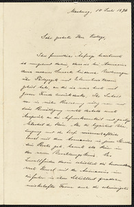 Lilienthal, Karl von, 1853-1927 autograph letter signed to Hugo Münsterberg, Marburg, Ger,, 10 July 1869