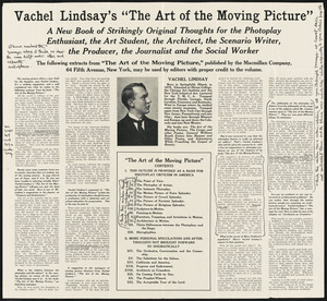 Printed extract from Vachel Lindsay’s “The Art of the Moving Picture”, New York