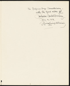 Lindsay, Vachel, 1879-1931 printed sketches to Hugo Münsterberg