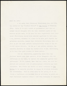 Lovejoy, Arthur O. (Arthur Oncken), 1873-1962 typed letter signed to Paul E. More, [New York ?]