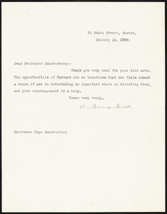 Lowell, A. Lawrence (Abbott Lawrence), 1856-1943 Typed Letter Signed To ...