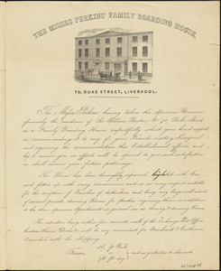 Introductory letter advertising "The Misses Perkins' Family Boarding House," undated
