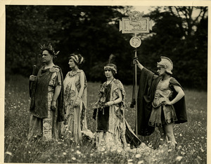 A group of students outside in costume