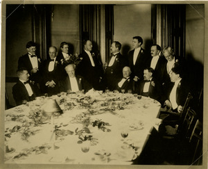 Faculty members at a dinner