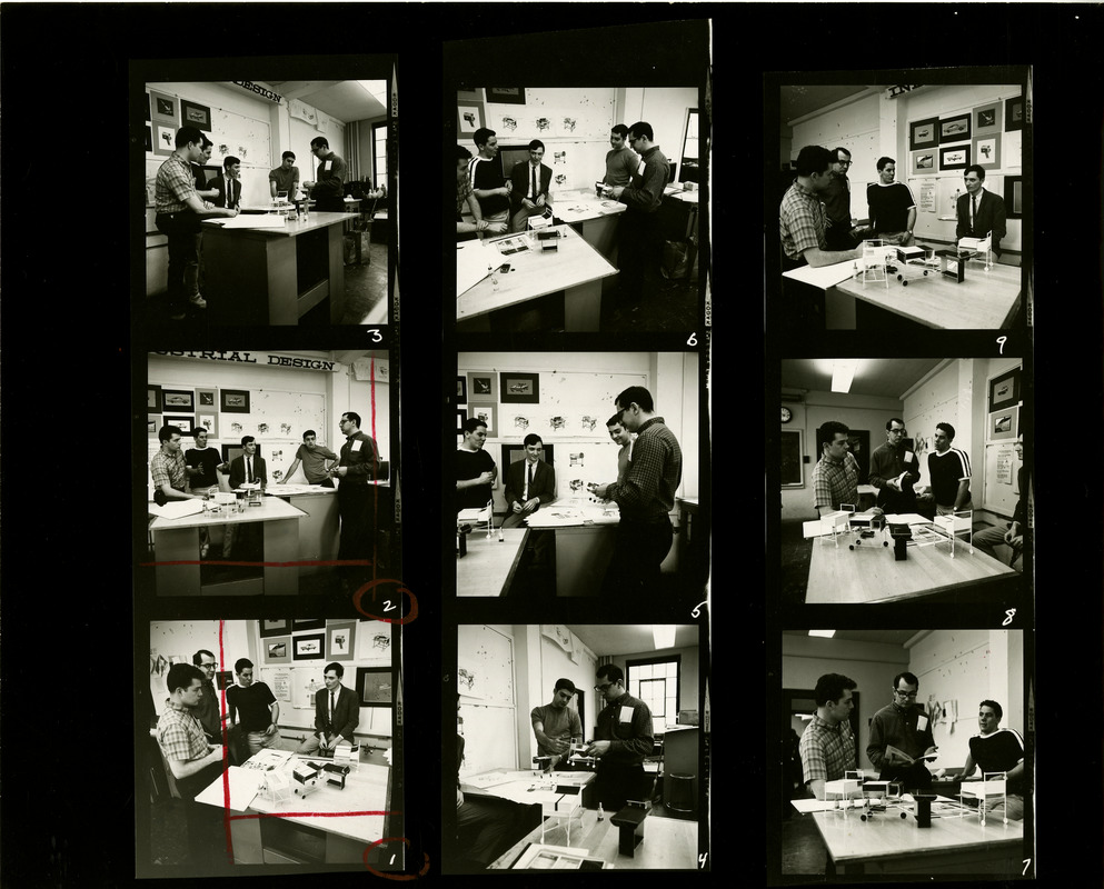 Contact sheet of students in design class