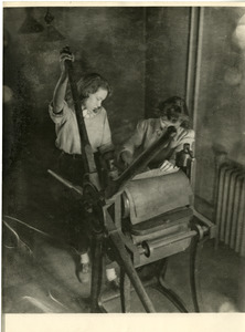 Students using printing press