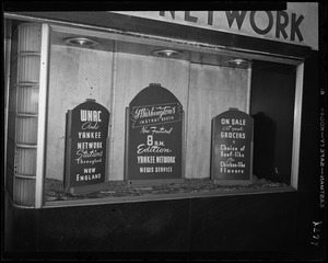 Window display for the 8 a.m. edition of Yankee Network News Service on WNAC sponsored by G. Washington instant broth