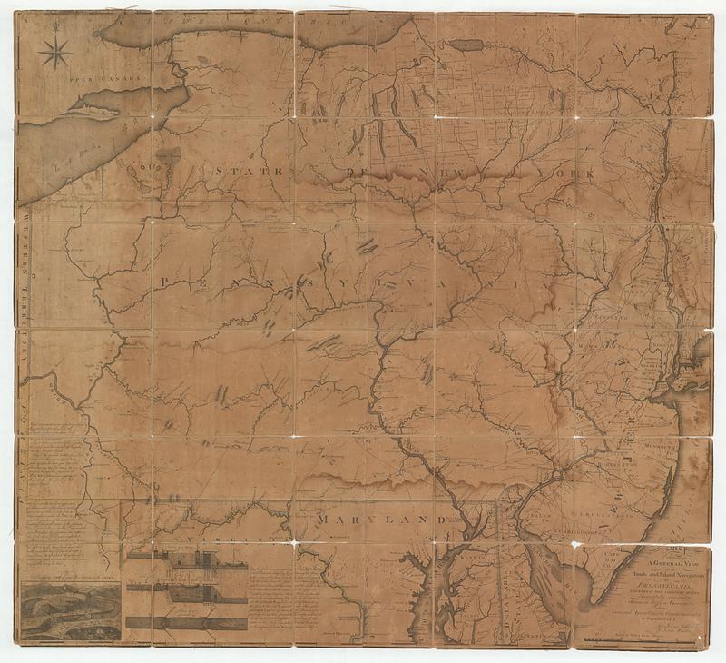 A map exhibiting a general view of the roads and inland navigation of Pennsylvania, and part of the adjacent states