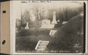 Brown, Cemetery Hill Cemetery, Block 1, lots 3, 4, 5, Enfield, Mass., ca. 1928