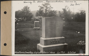 Amiel Hess, Woodlawn Cemetery, new section, lot 17, 18, Enfield, Mass., Sept. 7, 1928