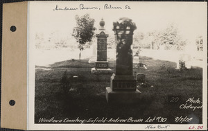 Andrew Brown, Woodlawn Cemetery, new section, lot 30, Enfield, Mass., Sept. 7, 1928