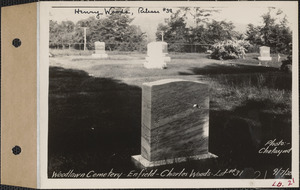 Charles Woods, Woodlawn Cemetery, new section, lot 31, Enfield, Mass., Sept. 7, 1928