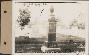 David Gray, Woodlawn Cemetery, new section, lot 32, Enfield, Mass., Sept. 7, 1928