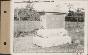 Daniel S. Hunt, Woodlawn Cemetery, new section, lot 41, Enfield, Mass., Sept. 7, 1928