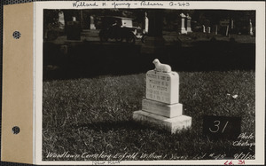 William F. Young, Woodlawn Cemetery, new section, lot 45, Enfield, Mass., Sept. 7, 1928