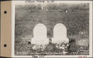 William Milsop, Woodlawn Cemetery, new section, lot 85, Enfield, Mass., Sept. 7, 1928
