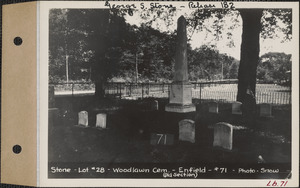 Stone, Woodlawn Cemetery, old section, lot 28, Enfield, Mass., ca. 1928