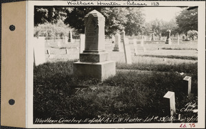 A. and C. W. Hunter, Woodlawn Cemetery, old section, lot 33, Enfield, Mass., Sept. 7, 1928