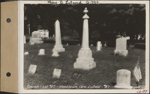 Cowan, Woodlawn Cemetery, old section, lot 47, Enfield, Mass., ca. 1928