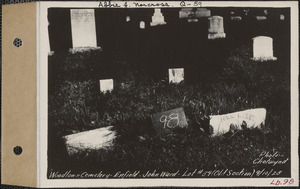 John Ward, Woodlawn Cemetery, old section, lot 59, Enfield, Mass., Sept. 10, 1928