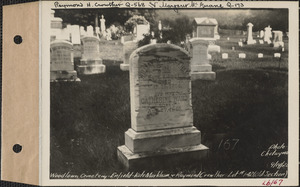 Kate Markham and Raymond Crowther, Woodlawn Cemetery, old section, lot 142, Enfield, Mass., Sept. 14, 1928