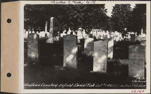 Daniel Fisk, Woodlawn Cemetery, old section, lot 145, Enfield, Mass., Sept. 17, 1928