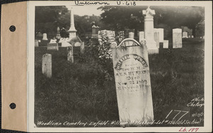William M. Hubbard, Woodlawn Cemetery, old section, lot 156, Enfield, Mass., Sept. 17, 1928