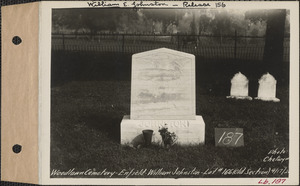 William Johnston, Woodlawn Cemetery, old section, lot 166, Enfield, Mass., Sept. 17, 1928
