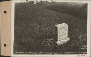 David Spencer, Woodlawn Cemetery, old section, lot 167, Enfield, Mass., Sept. 17, 1928