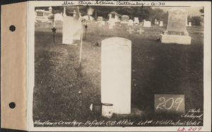 C. B. Atkins, Woodlawn Cemetery, old section, lot 181, Enfield, Mass., Sept. 20, 1928