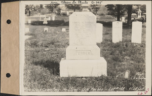 D. W. Forbes, Pine Grove Cemetery, lot 48, North Dana, Mass., Sept. 25, 1928