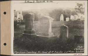 D. R. Amsden, Pine Grove Cemetery, lot 170, North Dana, Mass., Sept. 27, 1928