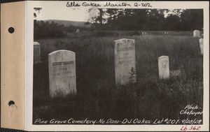 D. J. Oakes, Pine Grove Cemetery, lot 207, North Dana, Mass., Sept. 28, 1928