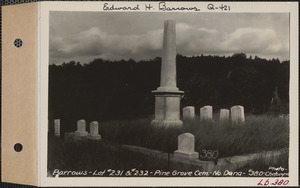 Barrows, Pine Grove Cemetery, lot 231, 232, North Dana, Mass., ca. 1928