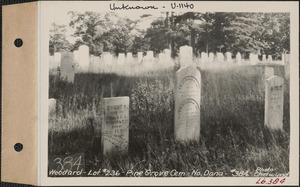 Woodard, Pine Grove Cemetery, lot 236, North Dana, Mass., ca. 1928