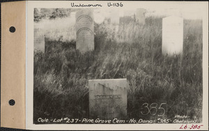 Cole, Pine Grove Cemetery, lot 237, North Dana, Mass., ca. 1928