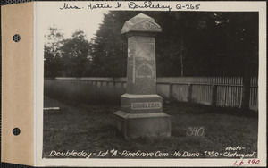 Doubleday, Pine Grove Cemetery, lot A, North Dana, Mass., ca. 1928